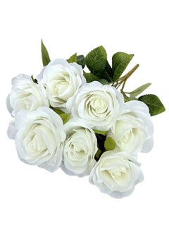 Huitich Artificial White Rose Bouquet for Luxurious Decor  - Image 1