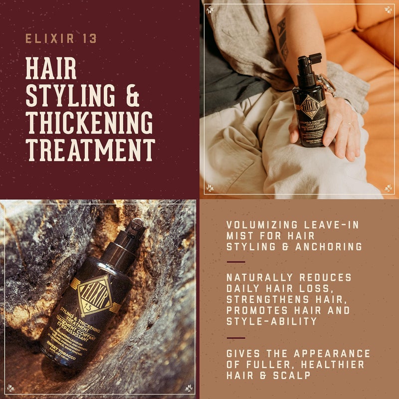 18.21 Man Made Elixir 13 Men's Styling and Thickening Treatment for Hair, Original Sweet Tobacco Volumizing Leave-on, 3.4oz - Image 2