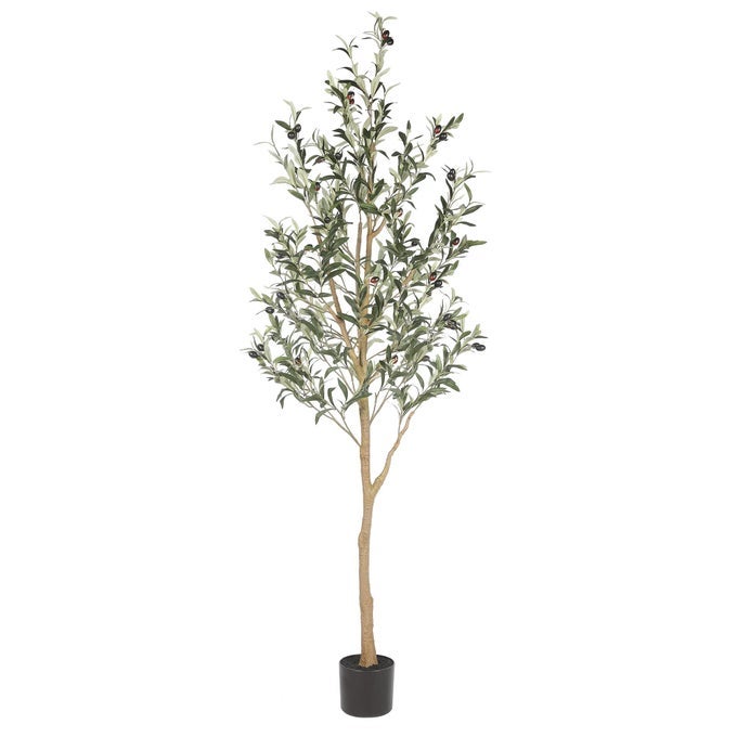 Realead 6ft Artificial Olive Tree Tall Faux Olive Tree Plants Fake Potted Olive Silk Tree with Branches and Fruits Artificial Trees for Modern Home Office Living Room Floor Decor Indoor 72in