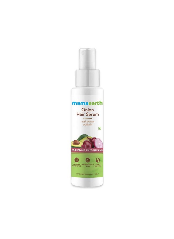 Mamaearth Onion Hair Serum For Silky & Smooth Hair Tames Frizzy Hair With Onion & Biotin For Strong Tangle Free & Frizzfree Hair 100 Ml  - Image 1