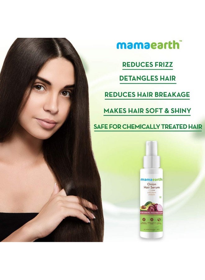 Mamaearth Onion Hair Serum For Silky & Smooth Hair Tames Frizzy Hair With Onion & Biotin For Strong Tangle Free & Frizzfree Hair 100 Ml  - Image 3