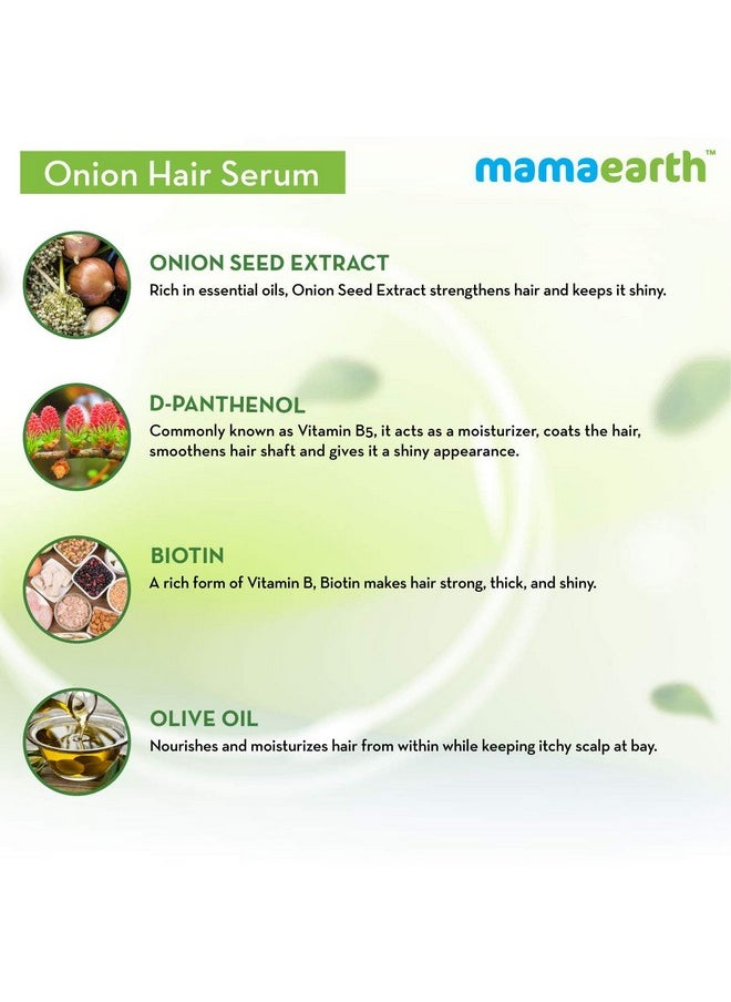 Mamaearth Onion Hair Serum For Silky & Smooth Hair Tames Frizzy Hair With Onion & Biotin For Strong Tangle Free & Frizzfree Hair 100 Ml  - Image 4