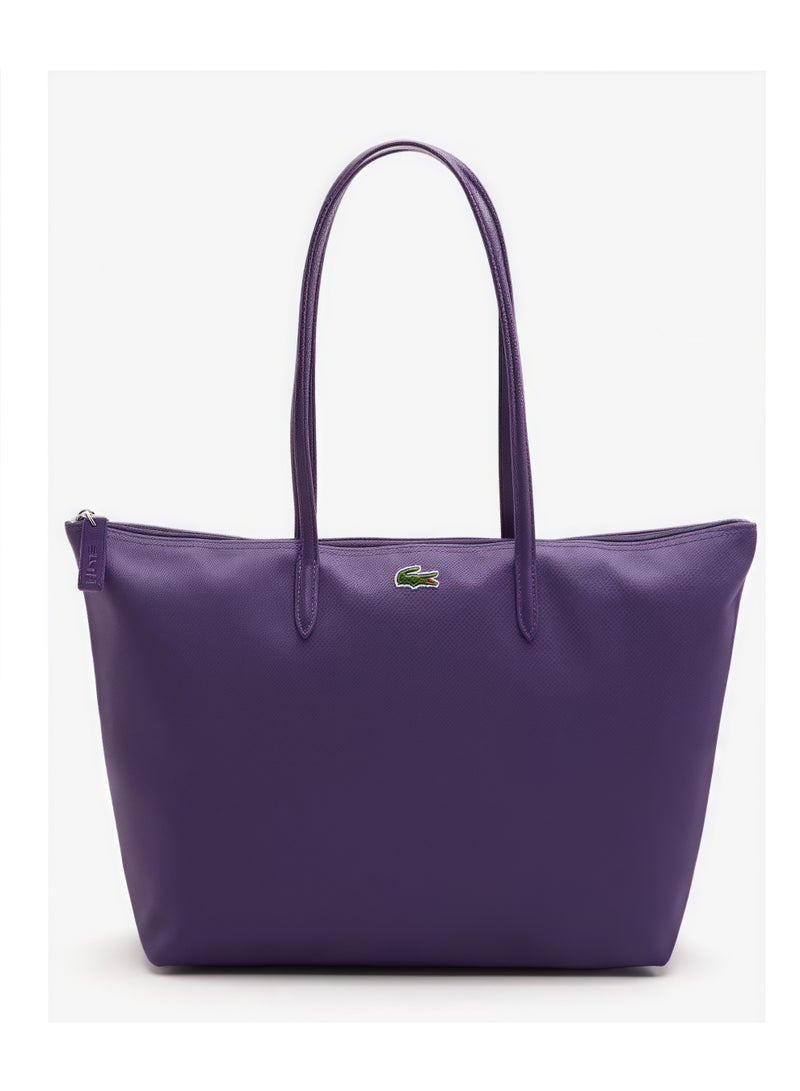 لاكوست نسائي L12.12 مفهوم أزياء متعدد الاستخدامات سعة كبيرة الحجم سحاب حقيبة كتف محمولة حقيبة حمل كبيرة أرجواني 35 سم * 30 سم * 14 سم - Image 1