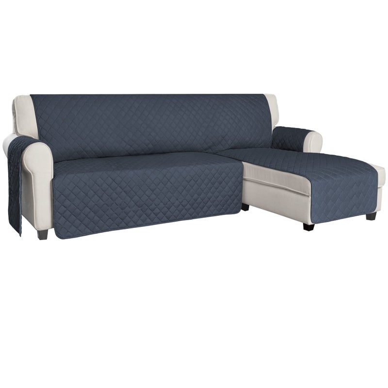 ISSUNTEX Sectional Couch Covers for Dogs Reversible L Shaped Sofa Cover Water Resistant Chaise Lounge Cover Furinture Protector for Kids Pets XLarge Dark BlueDark Blue