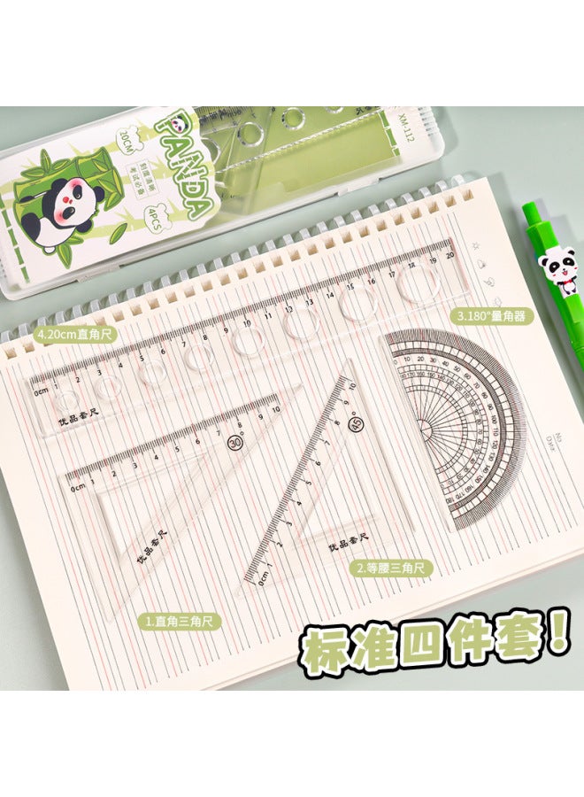 HELPS Creative Cartoon Ruler Set Four-piece Set Cute Primary School Students 20cm Boxed Ruler Triangle Ruler Protractor - Image 4
