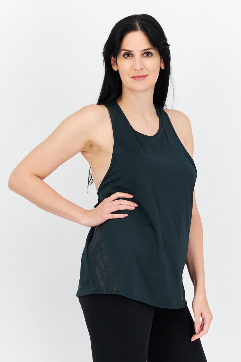 Adidas Women Sportswear Fit Brand Logo Training Tank Top, Green  - Image 2