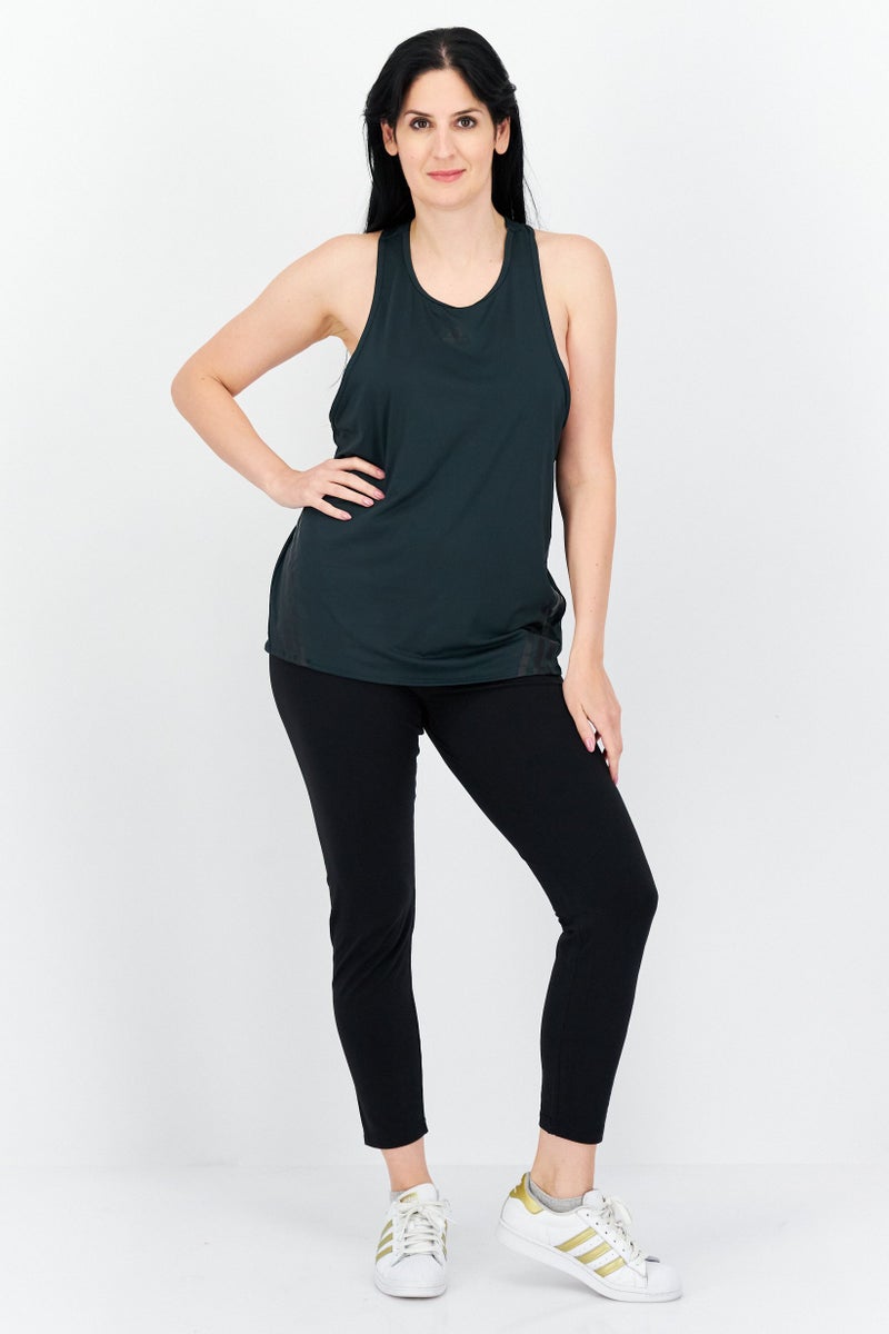 Adidas Women Sportswear Fit Brand Logo Training Tank Top, Green  - Image 3