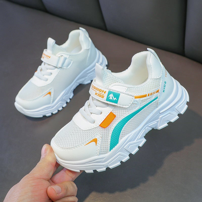 Primary School Students' Dad Shoes New White Shoes Girls' Shoes 2025 Spring & Fall Soft Sole Boys' White Export Sports Shoes - Image 1