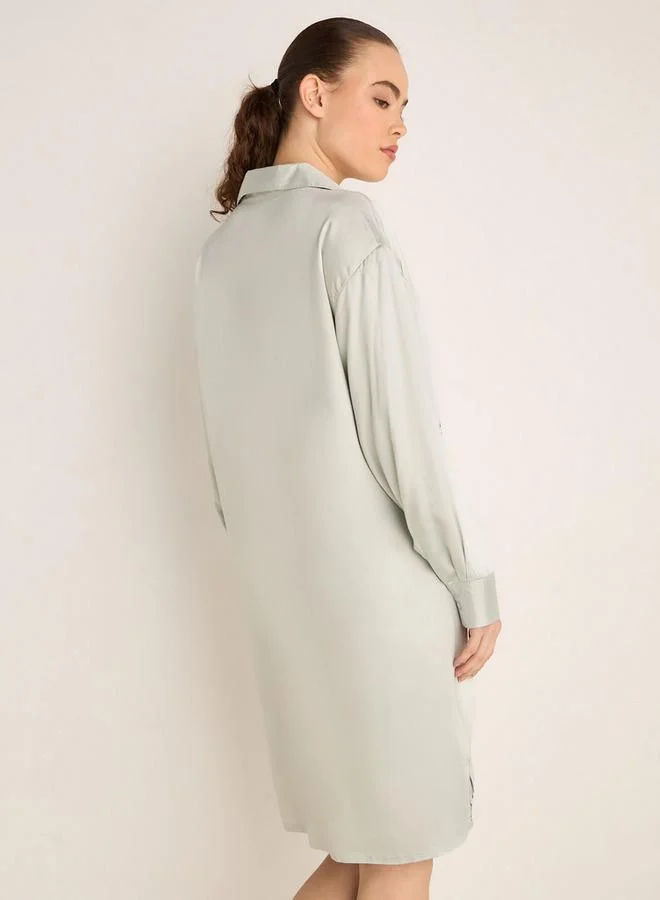 سبلاش فيڤ فستان قميص طويل الأكمام بياقة للنساء