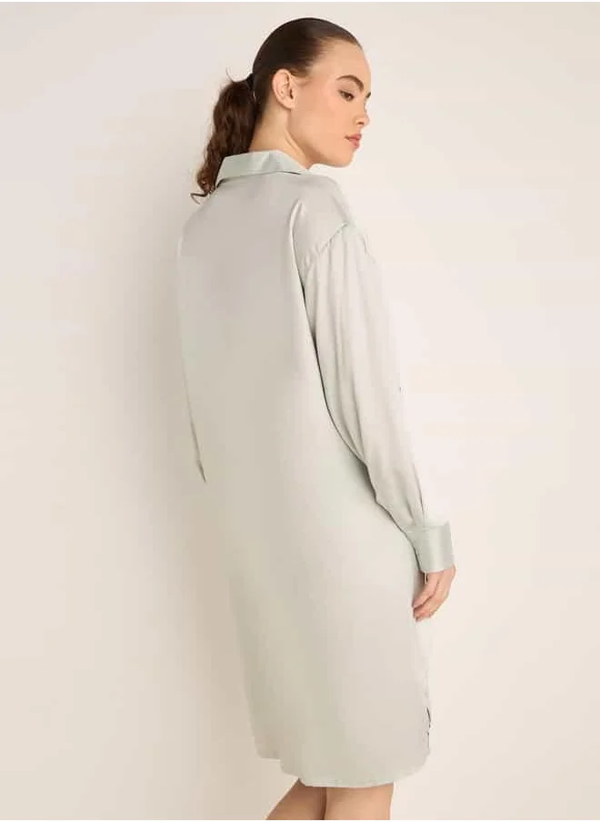 فاف Collared Longsleeve Shirt Dress For Female