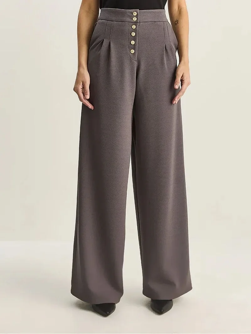 Bianco Lucci LUCCI High Waist Wide Leg Palazzo Pants