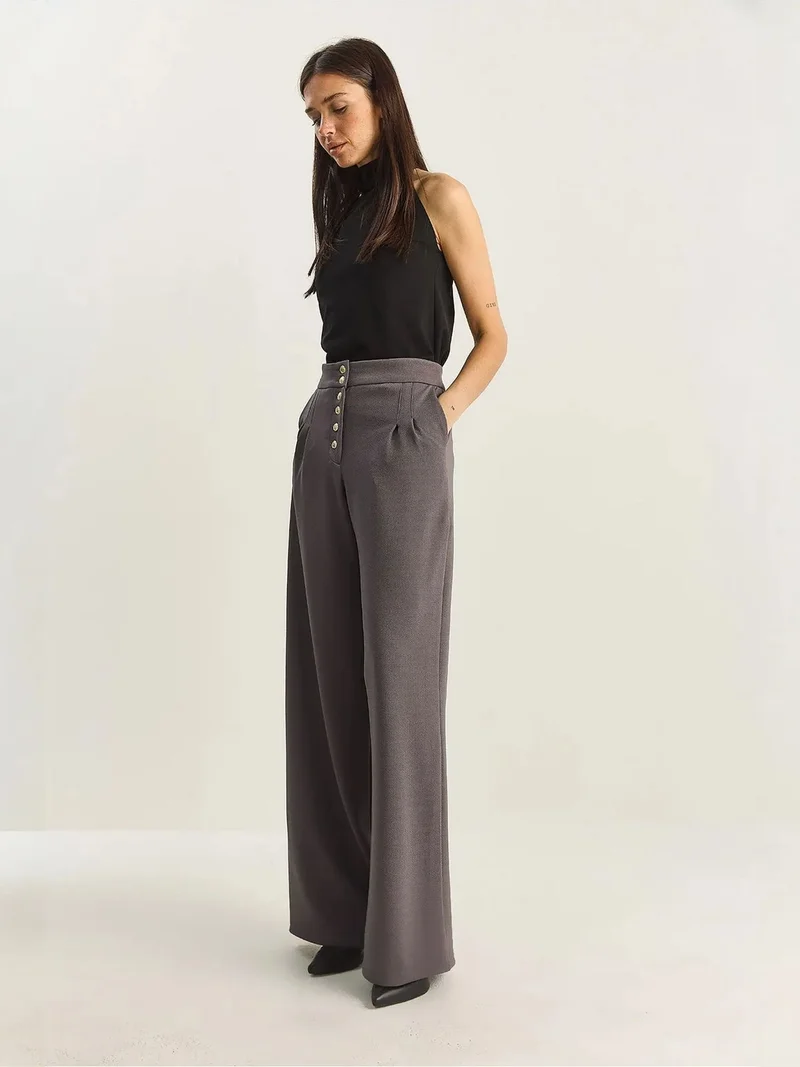 بيانكو لوتشي LUCCI High Waist Wide Leg Palazzo Pants