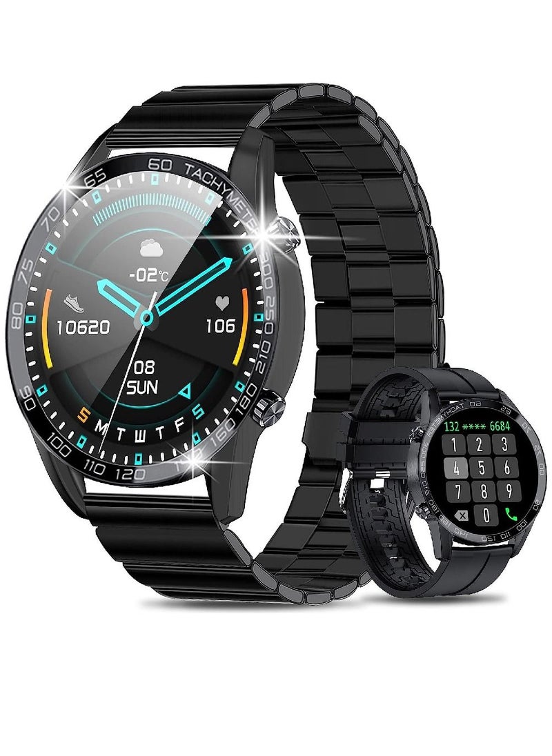 Zoom Plus - Bluetooth Calling Stainless Steel Multi-Function Heart Rate Monitoring Smartwatch With 2 Straps Metal And Silicone Black - Image 1