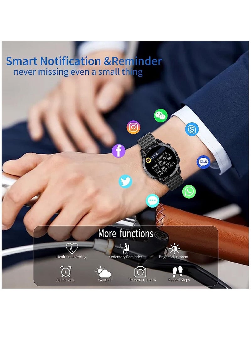 Zoom Plus - Bluetooth Calling Stainless Steel Multi-Function Heart Rate Monitoring Smartwatch With 2 Straps Metal And Silicone Black - Image 1