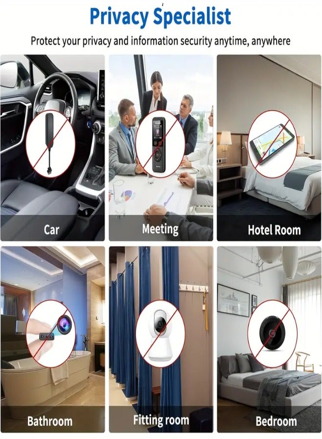 ارواق جهاز 7 في 1 يجمع بين أجهزة كشف التجسس والكاميرات المخفية وكاميرات الثقب والرؤية الليلية والإشارات اللاسلكية وأجهزة تعقب نظام تحديد المواقع العالمي (GPS) وأجهزة إنذار مكافحة السرقة وتنبيهات الطوارئ SOS ومصباح يدوي - قابل لإعادة الشحن عبر USB، مع بطارية 220 مللي أمبير في الساعة، مناسب للسفر المحمول والسيارات والفنادق والاستخدام المنزلي. - Image 3