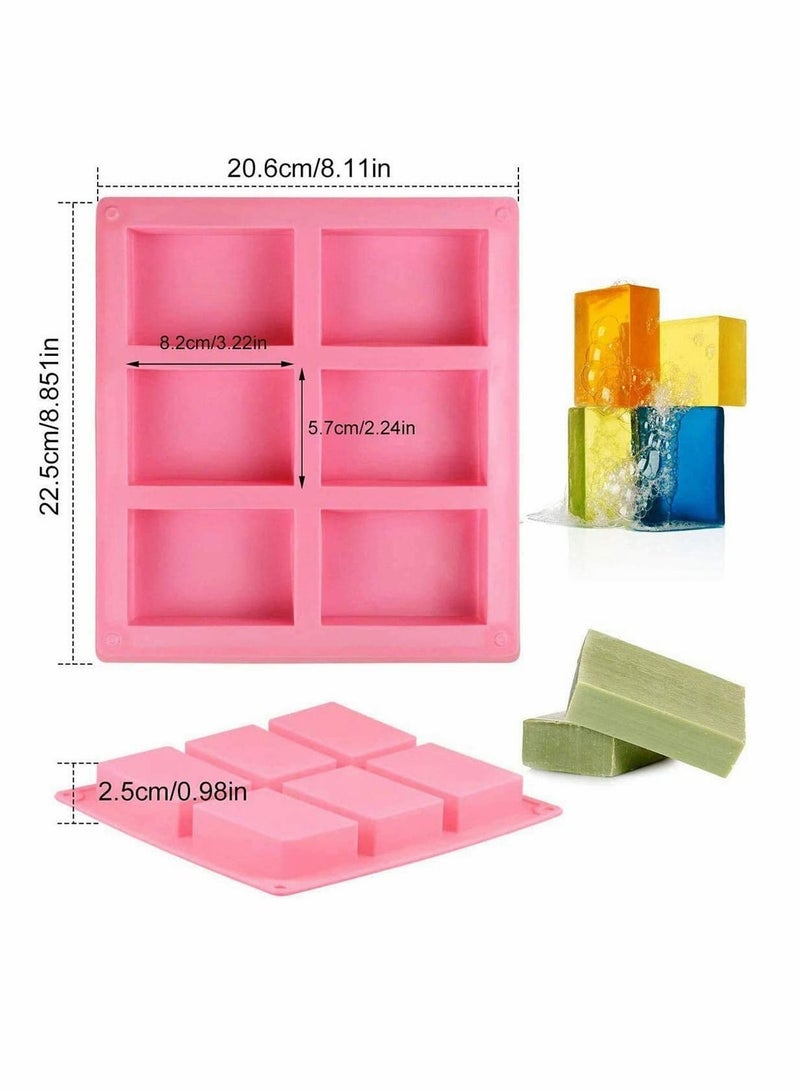 SYOSI Silicone Soap Moulds, 4 Pack 6 Cavity Rectangle DIY Soap Moulds for Bundt Cake, Cupcake, Muffin, Coffee Cake, Pudding, Soap, Loaf, Brownie, Cornbread, Chocolate Mould - Image 2