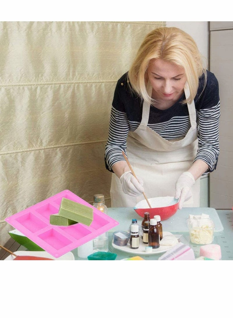 SYOSI Silicone Soap Moulds, 4 Pack 6 Cavity Rectangle DIY Soap Moulds for Bundt Cake, Cupcake, Muffin, Coffee Cake, Pudding, Soap, Loaf, Brownie, Cornbread, Chocolate Mould - Image 3