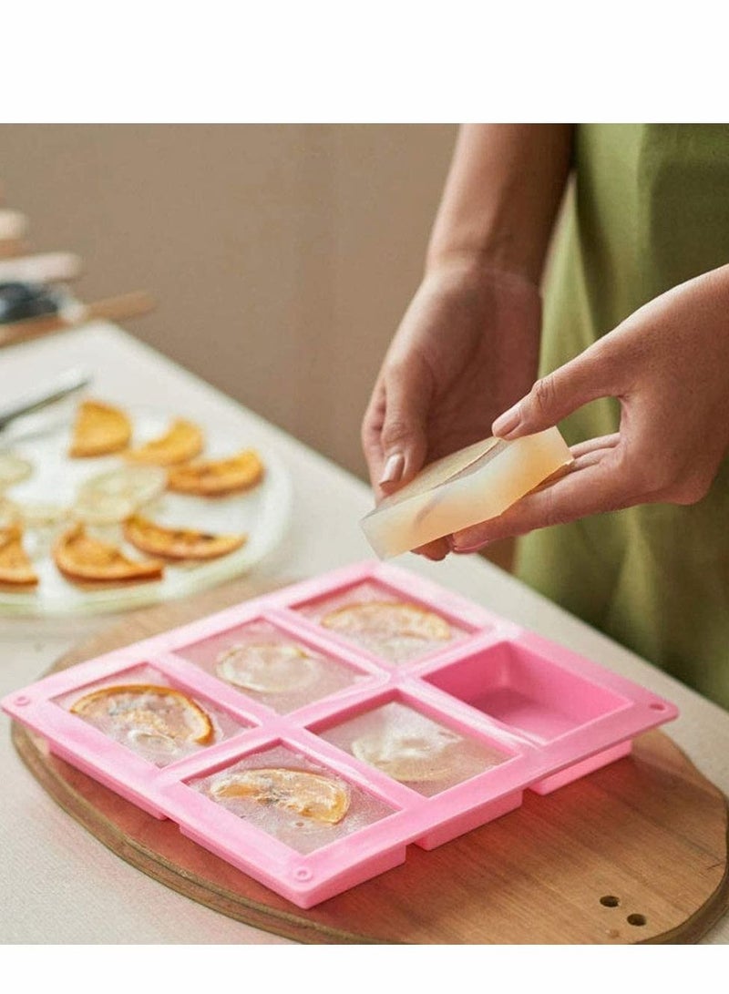 SYOSI Silicone Soap Moulds, 4 Pack 6 Cavity Rectangle DIY Soap Moulds for Bundt Cake, Cupcake, Muffin, Coffee Cake, Pudding, Soap, Loaf, Brownie, Cornbread, Chocolate Mould - Image 5