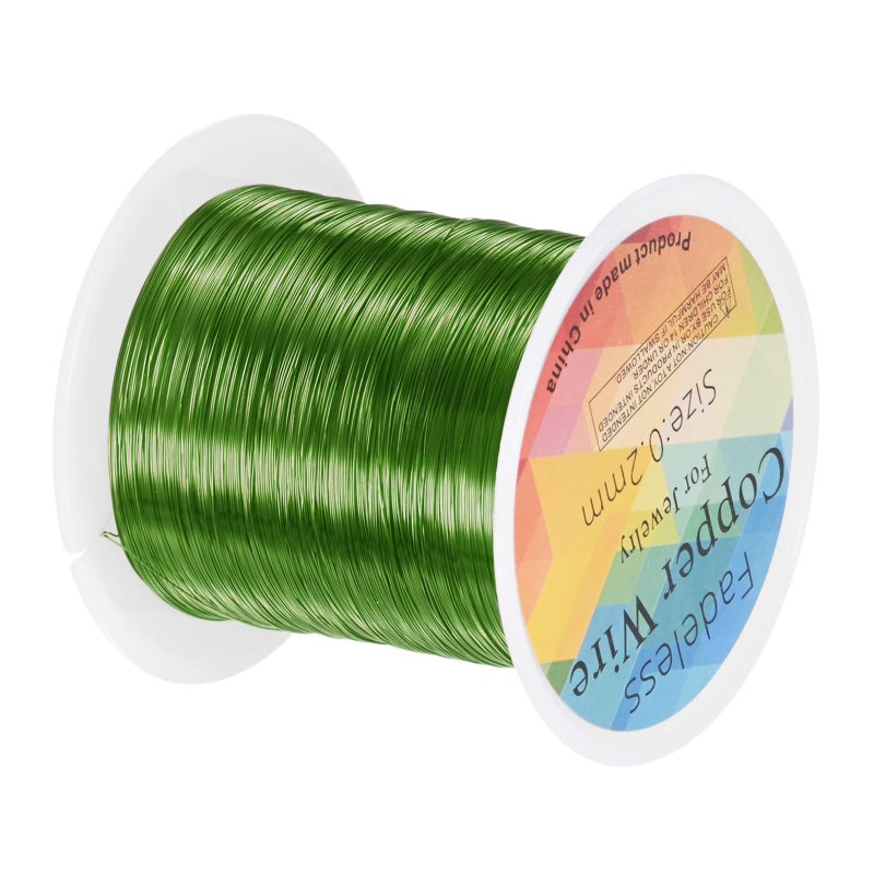 M METERXITY 02mm Jewelry Wire 32 Gauge 328FT Craft Wire Copper Beading Wire for Jewelry MakingPlantingWeavingDIY Crafting Soft Metal Wires 100M Green - Image 3