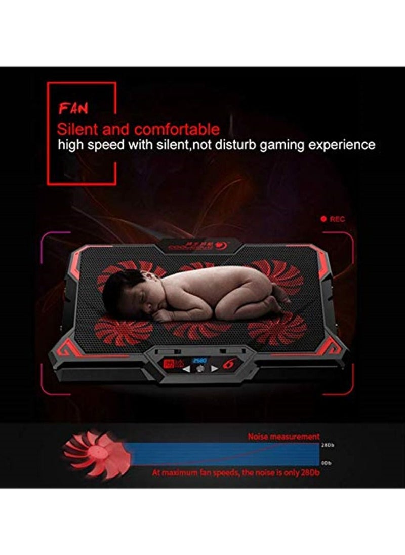 17inch Gaming Laptop Cooler Six Fan Led Screen Two USB Port 2600RPM Laptop Cooling Pad Notebook Stand for Laptop