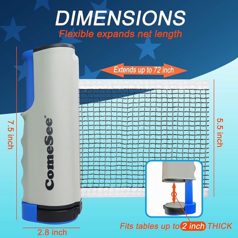 Comesee Retractable Ping Pong Net for Any Table, Table Tennis Nets and Posts Equipment for Replacement - Image 3