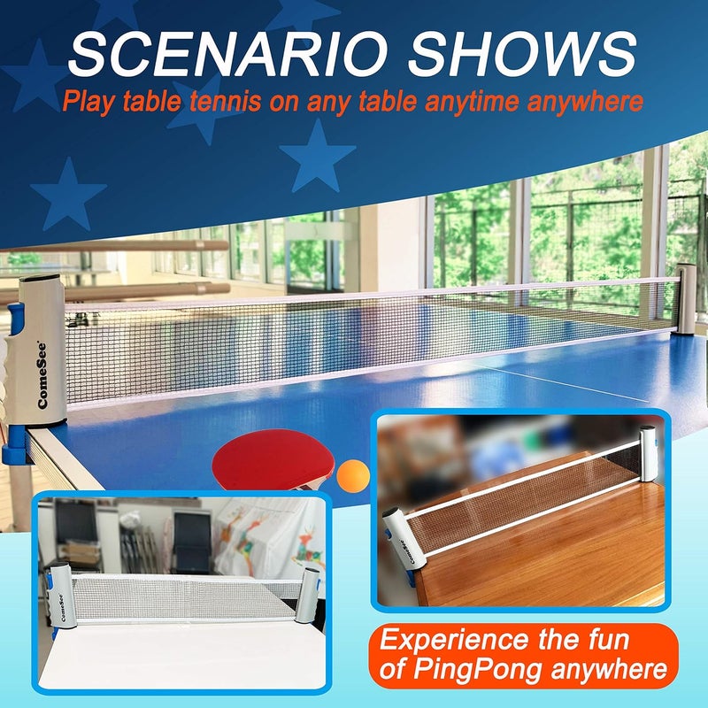 Comesee Retractable Ping Pong Net for Any Table, Table Tennis Nets and Posts Equipment for Replacement - Image 5
