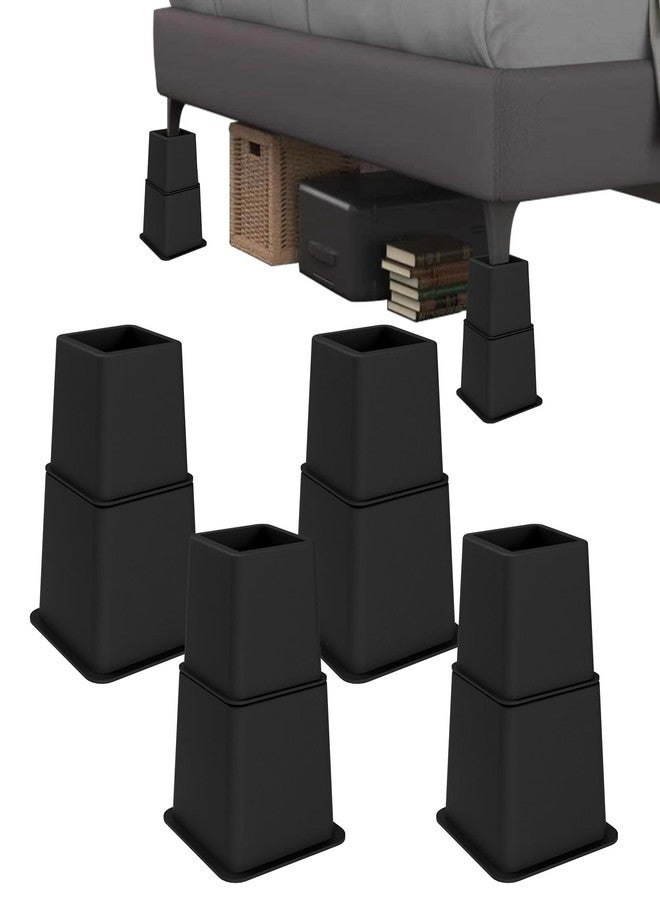 Demiwise Heavy Duty Bed Risers - Set of 4 Adjustable Furniture Risers, Elevation Heights of 3, 5 & 8 Inches, Supports Up to 1,300 lbs for Bed, Couch, Table & Chair - Image 1