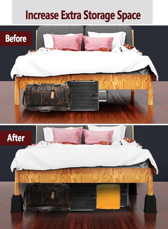 Demiwise Heavy Duty Bed Risers - Set of 4 Adjustable Furniture Risers, Elevation Heights of 3, 5 & 8 Inches, Supports Up to 1,300 lbs for Bed, Couch, Table & Chair - Image 4