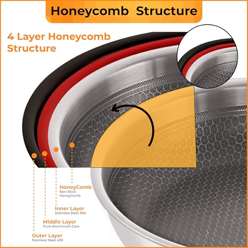 HAZEL Nonstick Dosa Tawa 26.3cm | Honeycomb Triply Steel Tawa for Roti, Dosa & Paratha | Induction & Gas Compatible | Flat Base Tava - Image 5