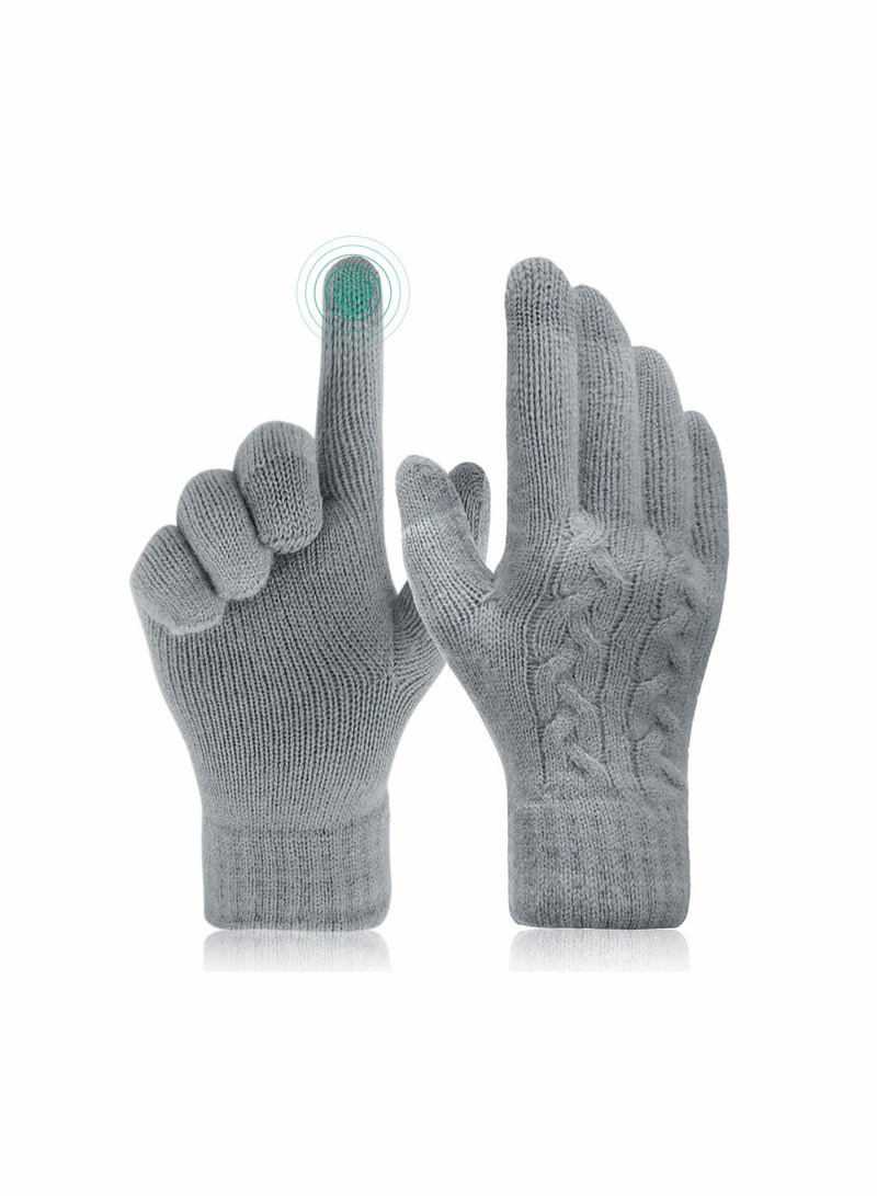 Generic Winter Touchscreen Gloves for Women Warm Thermal Fleece Lined Outdoor Mittens Stylish Knitted Design - Image 1