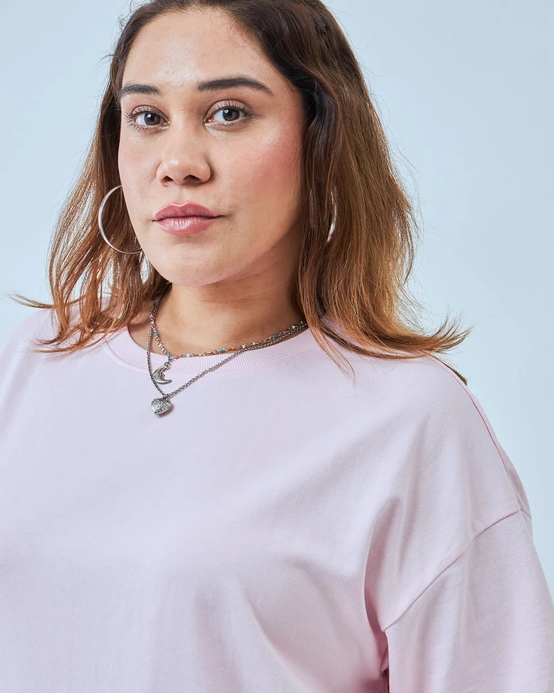 بيواكوف تيشيرت نسائي وردي كبير الحجم بلس سايز