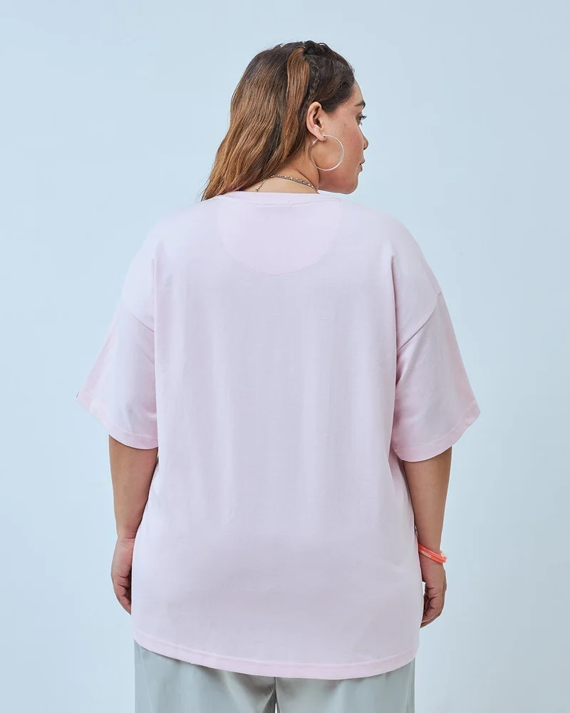 bewakoof  Women's Pink Oversized Plus Size T-shirt for Women | Best Price UAE