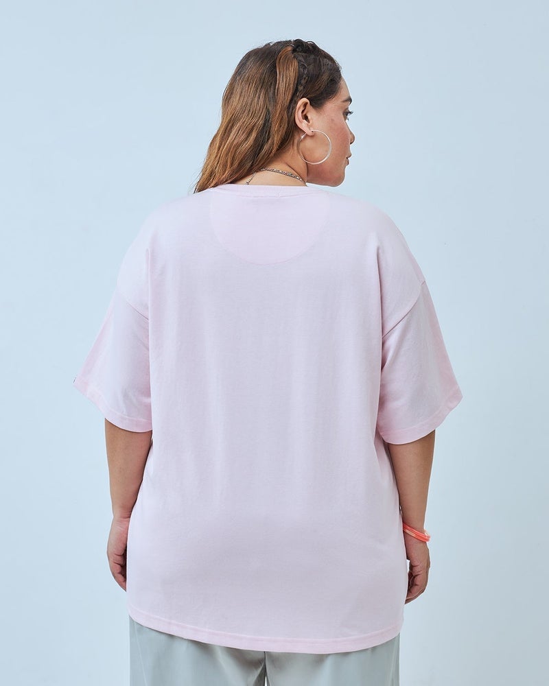 bewakoof Women's Pink Oversized Plus Size T-shirt - Image 3