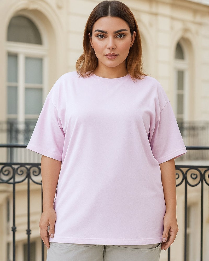 bewakoof Women's Pink Oversized Plus Size T-shirt - Image 1
