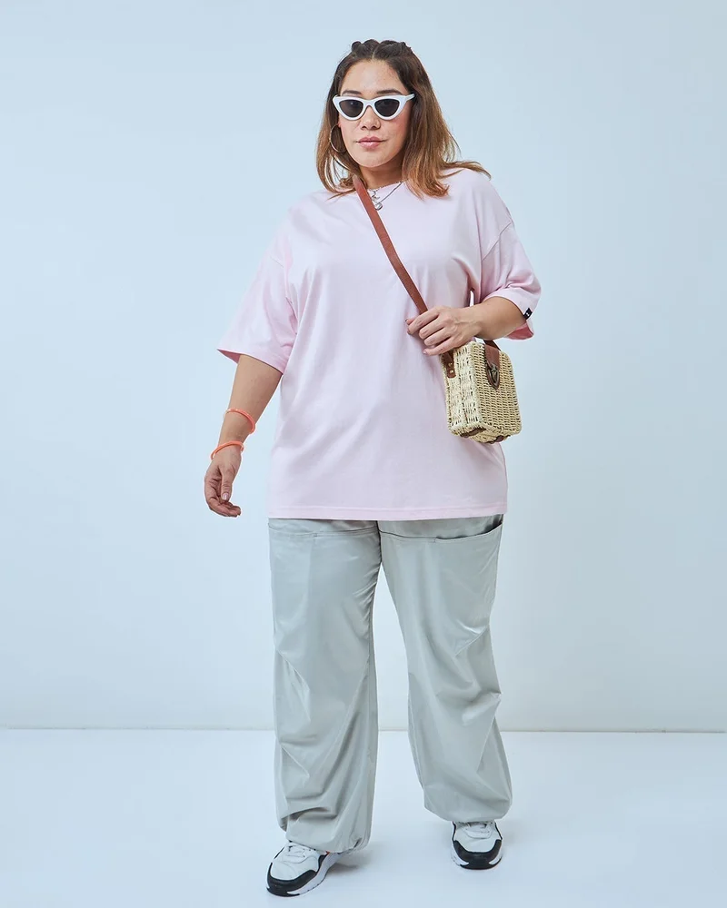 bewakoof  Women's Pink Oversized Plus Size T-shirt for Women | Best Price UAE