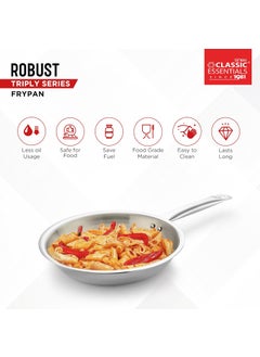 Classic Essentials CLASSIC ESSENTIALS Triply Stainless Steel Fry Pan | Frying Pan for Cooking (24cm, 1.7Ltr) Stove & Induction Cookware | Heat Surround Cooking | Easy Grip Handles | Stainless Steel Fry Pan  - Image 4