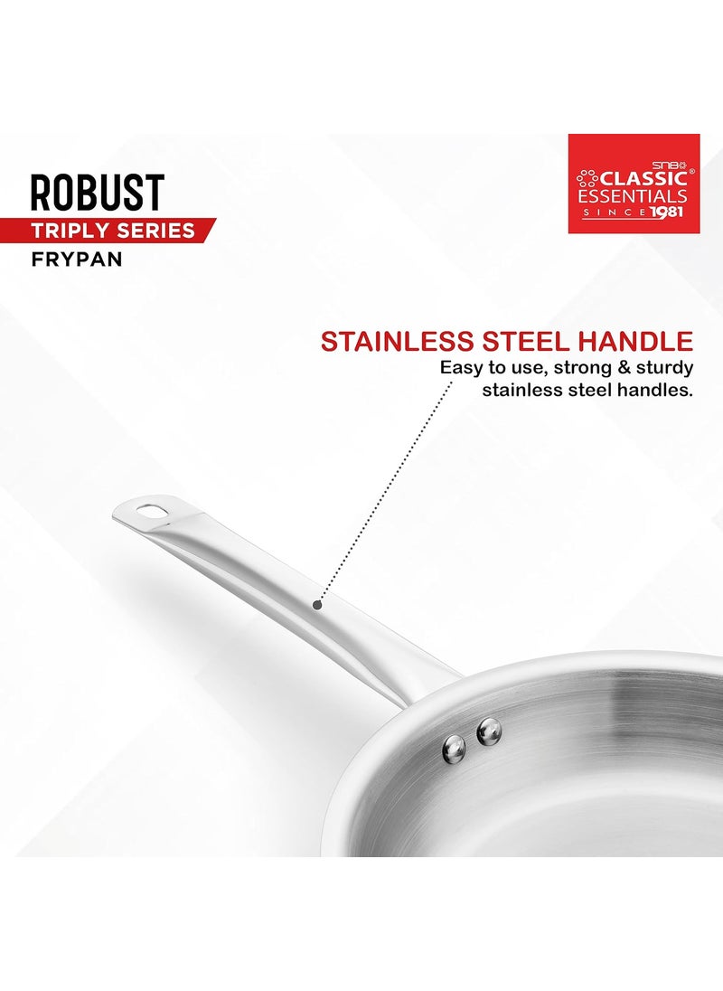 Classic Essentials CLASSIC ESSENTIALS Triply Stainless Steel Fry Pan | Frying Pan for Cooking (24cm, 1.7Ltr) Stove & Induction Cookware | Heat Surround Cooking | Easy Grip Handles | Stainless Steel Fry Pan  - Image 5