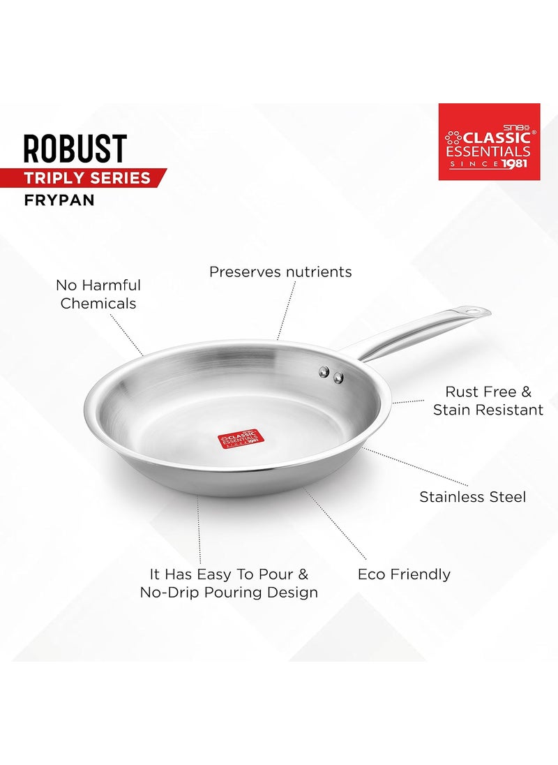 Classic Essentials CLASSIC ESSENTIALS Triply Stainless Steel Fry Pan | Frying Pan for Cooking (24cm, 1.7Ltr) Stove & Induction Cookware | Heat Surround Cooking | Easy Grip Handles | Stainless Steel Fry Pan  - Image 2