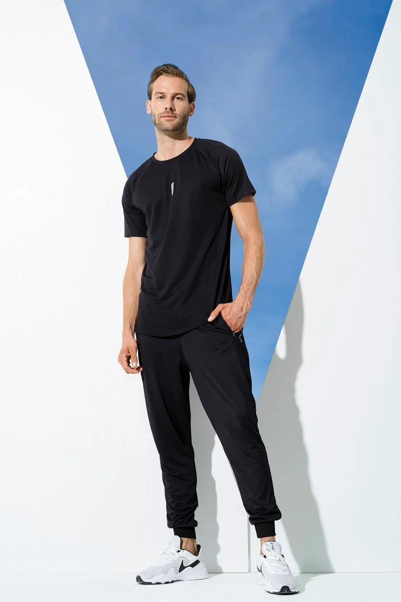 For You Man 2-Piece Reflective Print T-shirt Black Jogger Suit S27152