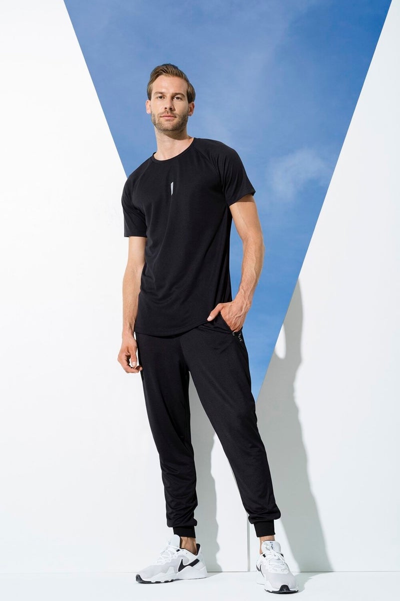2-Piece Reflective Print T-shirt Black Jogger Suit S27152
