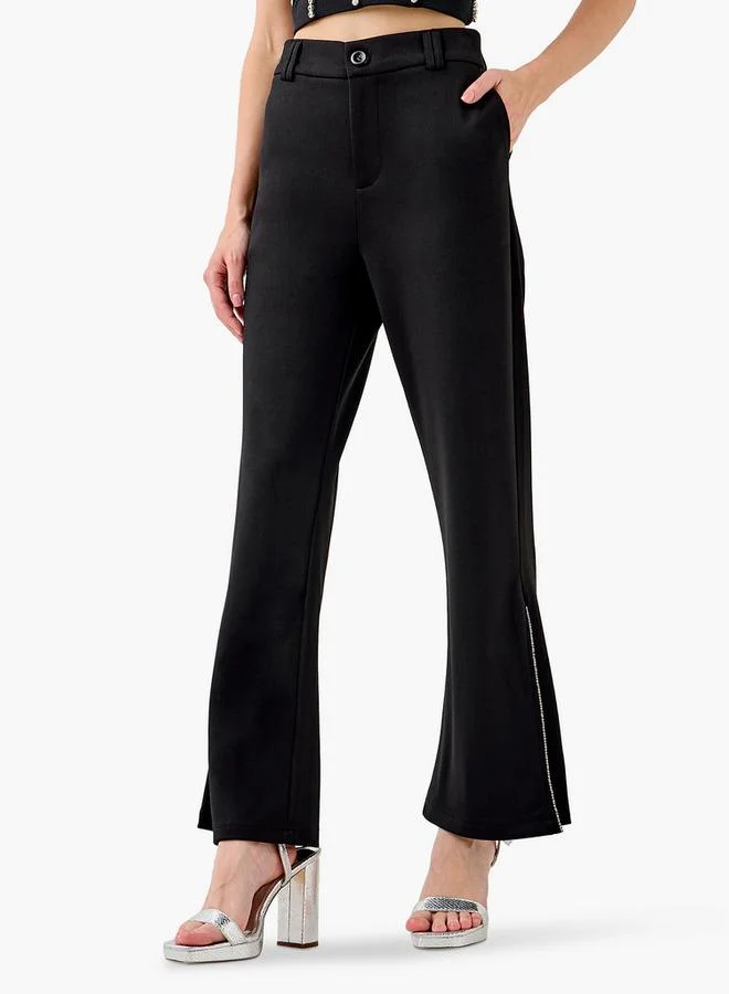 2Xtremz 2Xtremz Mid-Rise Pants with Pockets and Slit Detail