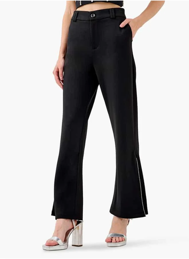 2Xtremz 2Xtremz Mid-Rise Pants with Pockets and Slit Detail