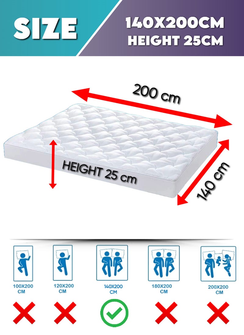 Blueberry Quilted Mattress Protector Bed Topper Cover Extra Deep 140X200+25Cm - Image 2