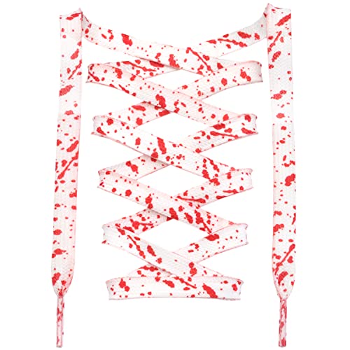 DANHUA Flat White Red Shoelaces 39 inch for Sneakers Art Printed Pattern String 2 Pair - Image 1