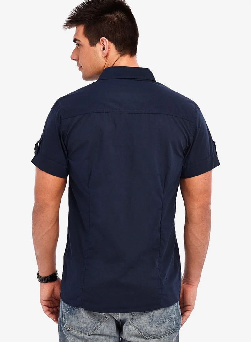 !Solid Chest Pocket Ss Shirt