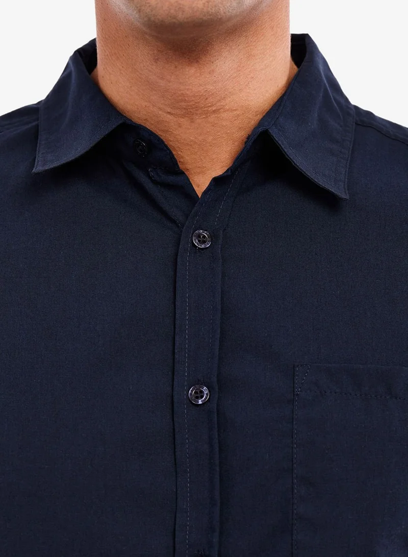 !Solid Chest Pocket Ss Shirt