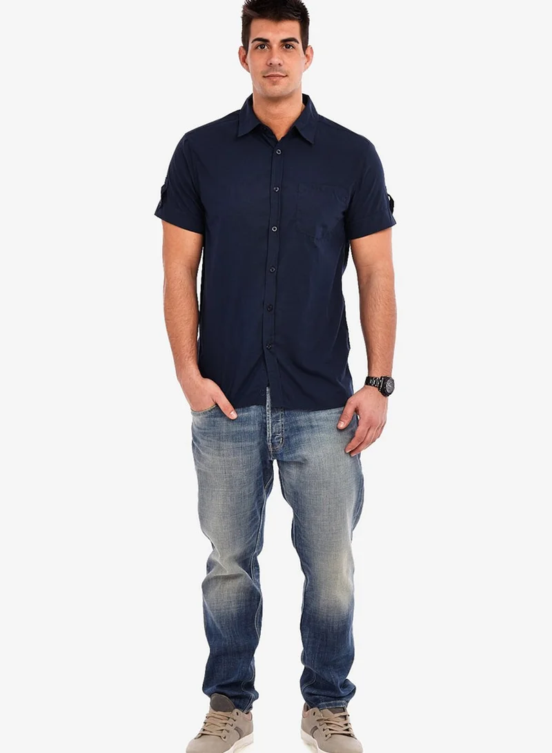 !Solid Chest Pocket Ss Shirt