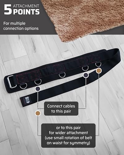 THEFITGUY Multi-Attachment Belt for Cable Machine and Smart Home Gym Squats and Hip Thrusts, 5 Attachment Points for Optimal Weight Distribution, 2 Straps (40” & 27”) and 3 Metal Snap Hooks Included - Image 4