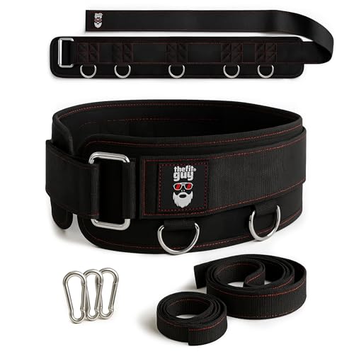 THEFITGUY Multi-Attachment Belt for Cable Machine and Smart Home Gym Squats and Hip Thrusts, 5 Attachment Points for Optimal Weight Distribution, 2 Straps (40” & 27”) and 3 Metal Snap Hooks Included - Image 1