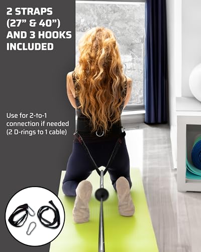 THEFITGUY Multi-Attachment Belt for Cable Machine and Smart Home Gym Squats and Hip Thrusts, 5 Attachment Points for Optimal Weight Distribution, 2 Straps (40” & 27”) and 3 Metal Snap Hooks Included - Image 5